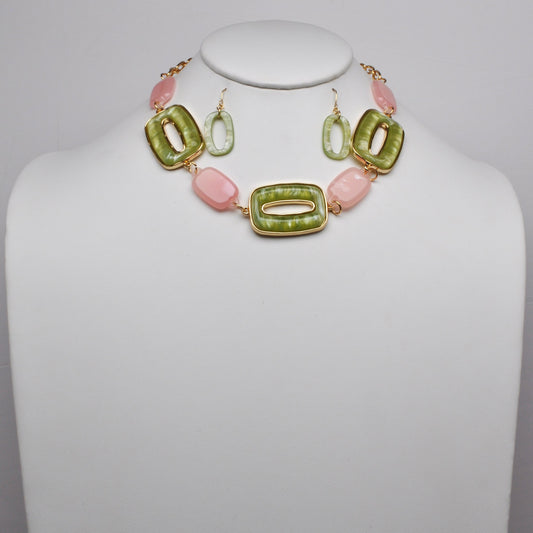 Geometric Link Resin Collar Necklace Set