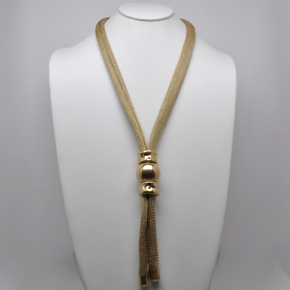 Metallic Mesh Lariat Necklace