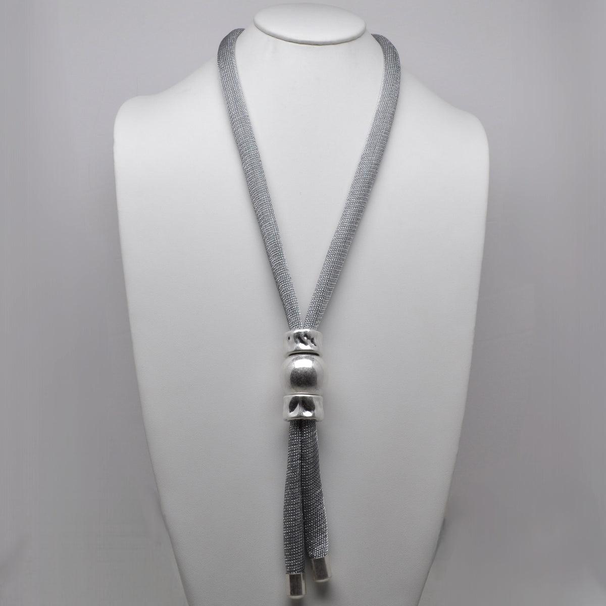 Metallic Mesh Lariat Necklace