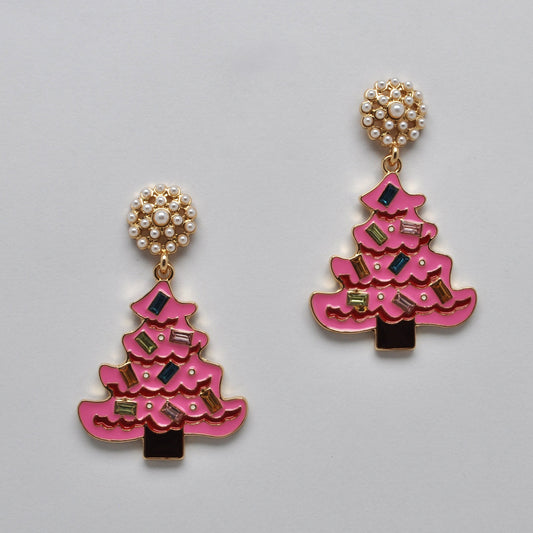 Holiday Tree w/Pearl Cluster Dangle Earrings