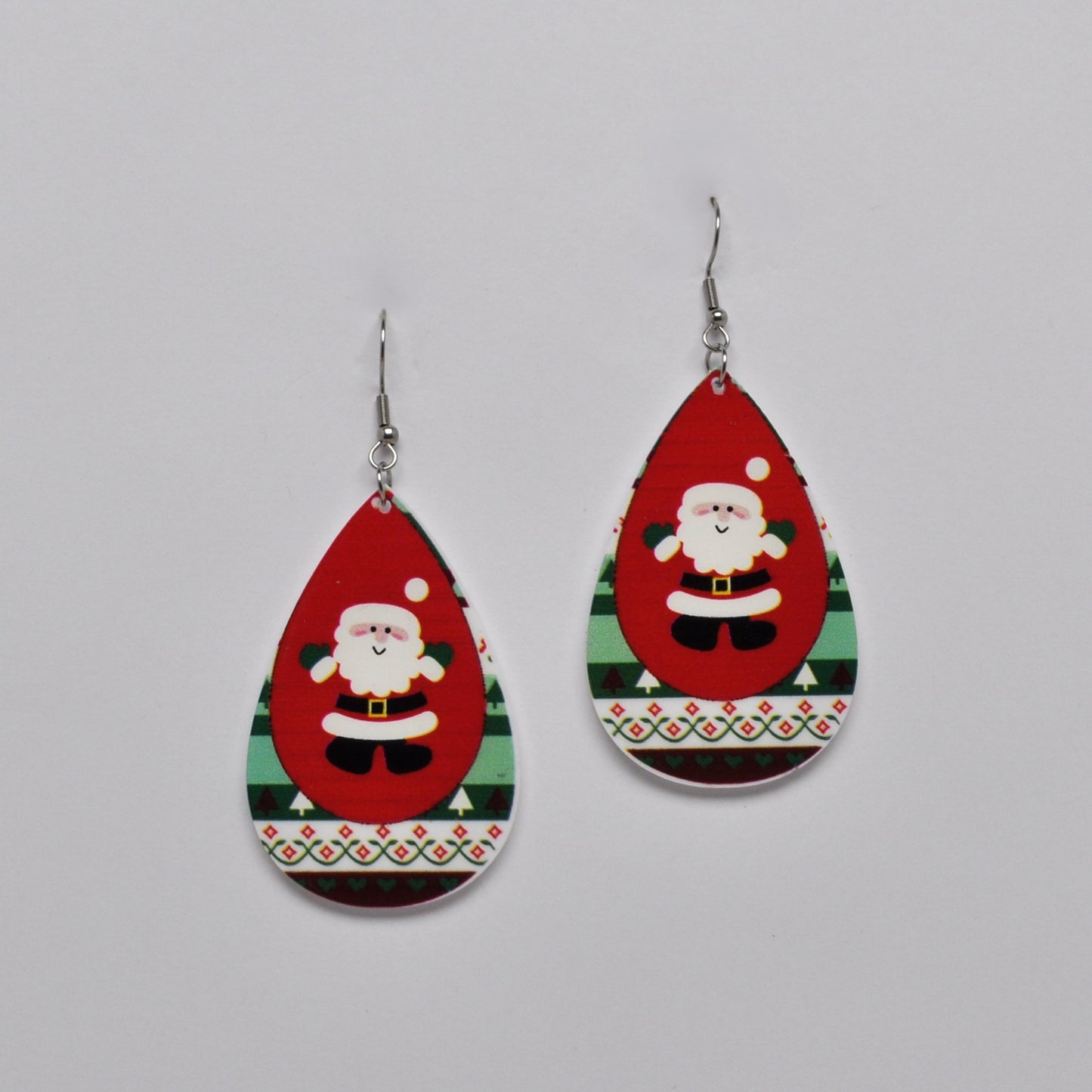 X-Mas Holiday Santa Teardrop Earrings