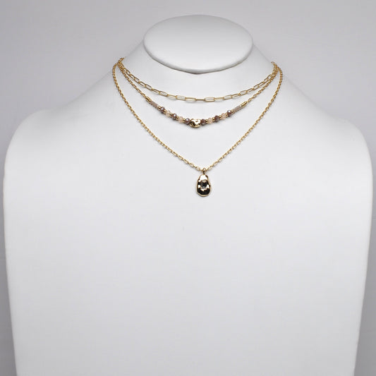 Tiered Beaded Rhinestone Centerpiece Necklace