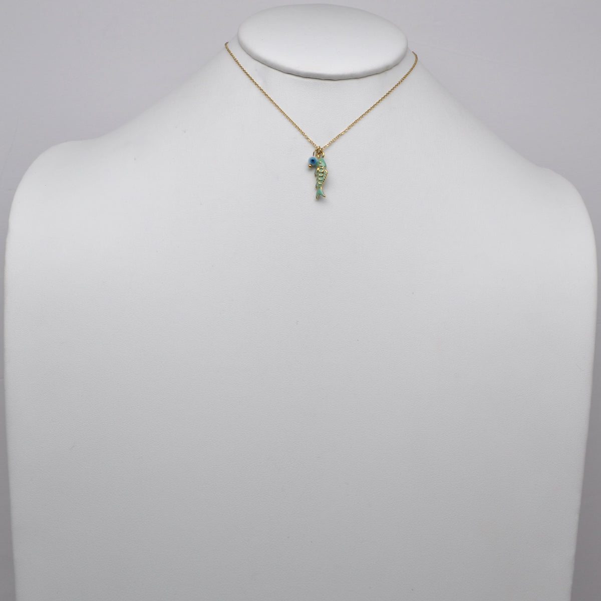 Stainless Steel Fish & Evil Eye Pendant Necklace