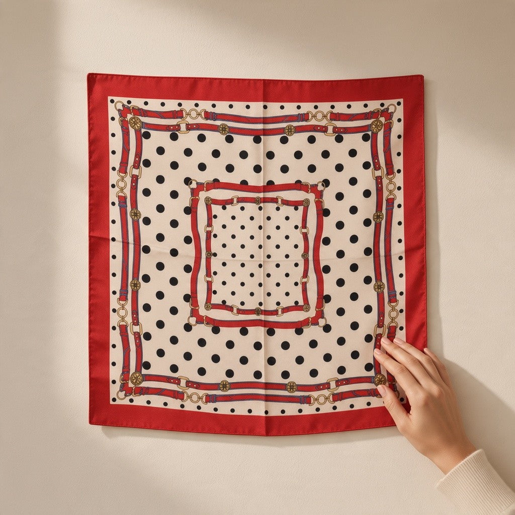 Polka Dot & Equestrian Strap Print Scarf
