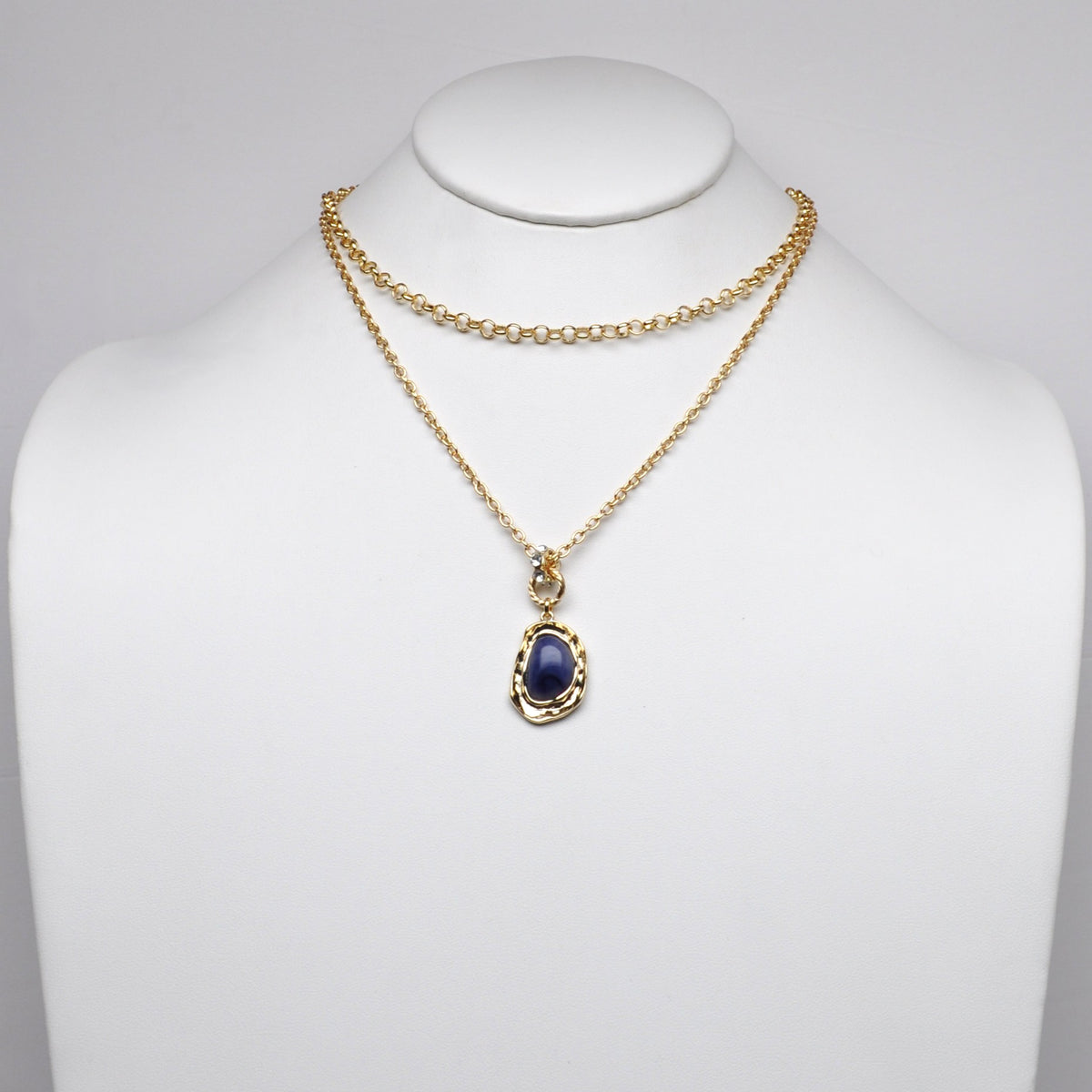 Lucite Stone Layered Pendant Necklace