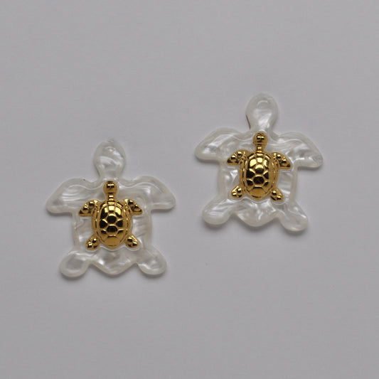 Shiny Turtle Nautical Earrings