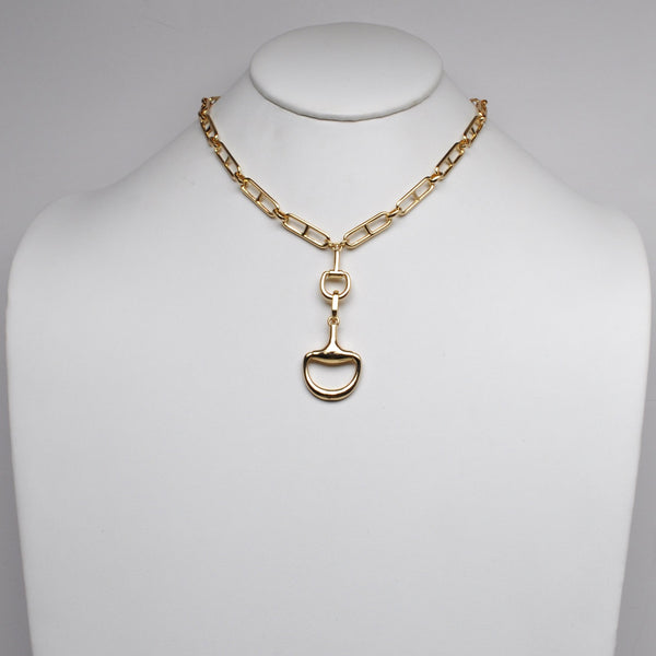 Horsebit Pendant w/Paperclip Chain Necklace