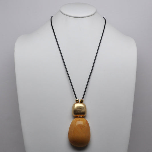 Long Smooth Lucite Marble Design Drop Necklace
