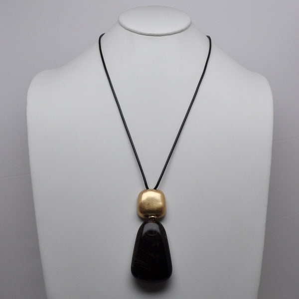 Long Rounded Relic Marble Lucite Design Necklace
