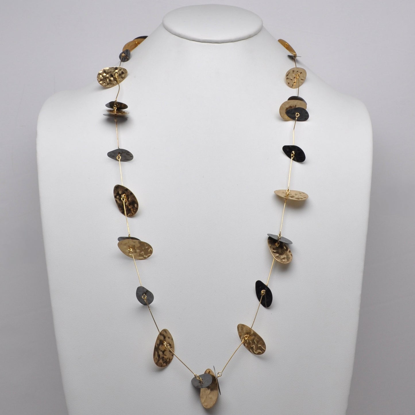 Hammered Disc Long Necklace