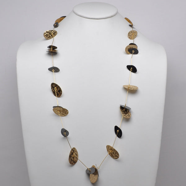 Hammered Disc Long Necklace