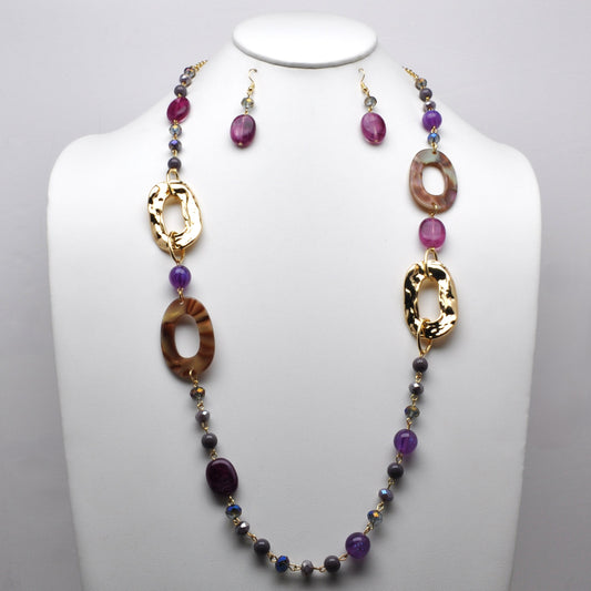Mixed-Media Textured Link Station Necklace Set