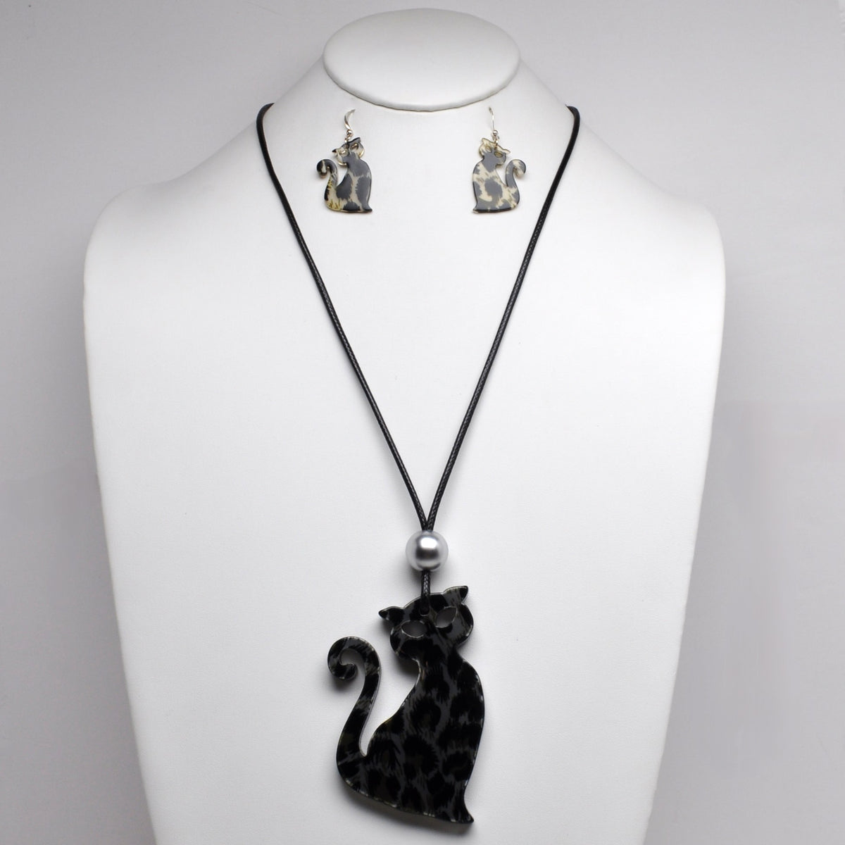 Lucite Cat Cord Necklace