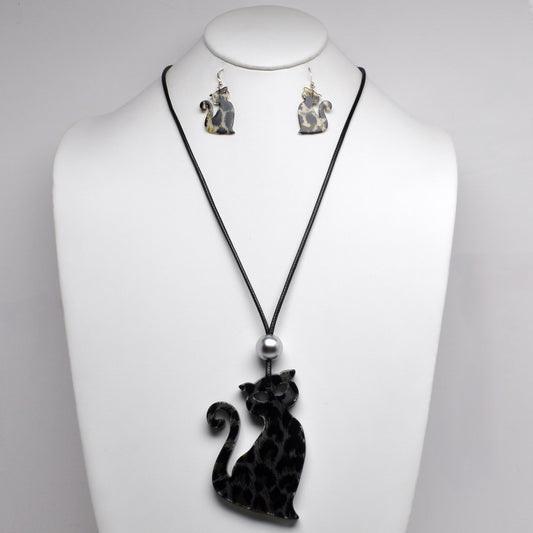 Lucite Cat Cord Necklace