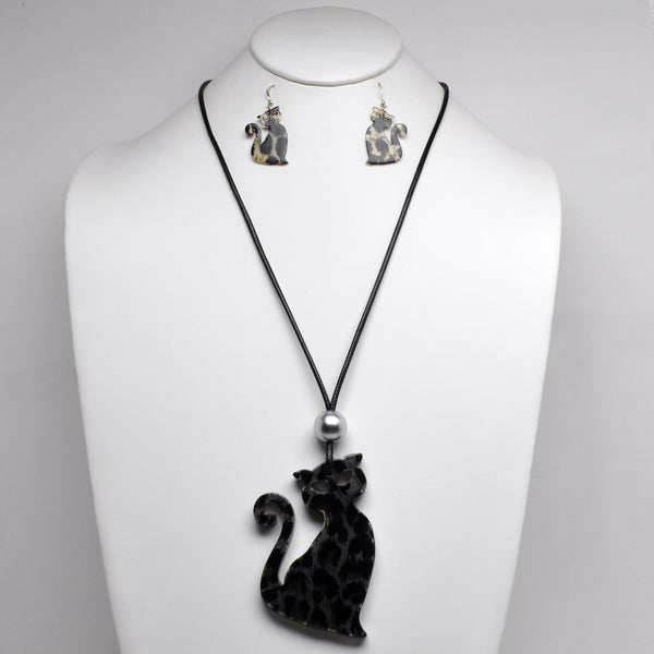 Lucite Cat Cord Necklace