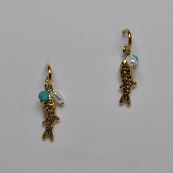 Charm Fish Huggie Hoop Earrings