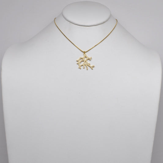 Stainless Steel Pavé Crystal Coral Branch Pendant Necklace