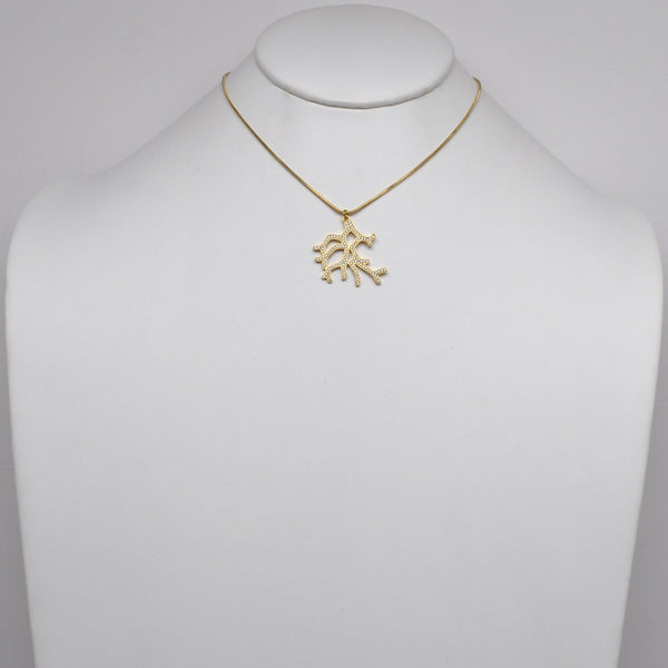 Stainless Steel Pavé Crystal Coral Branch Pendant Necklace
