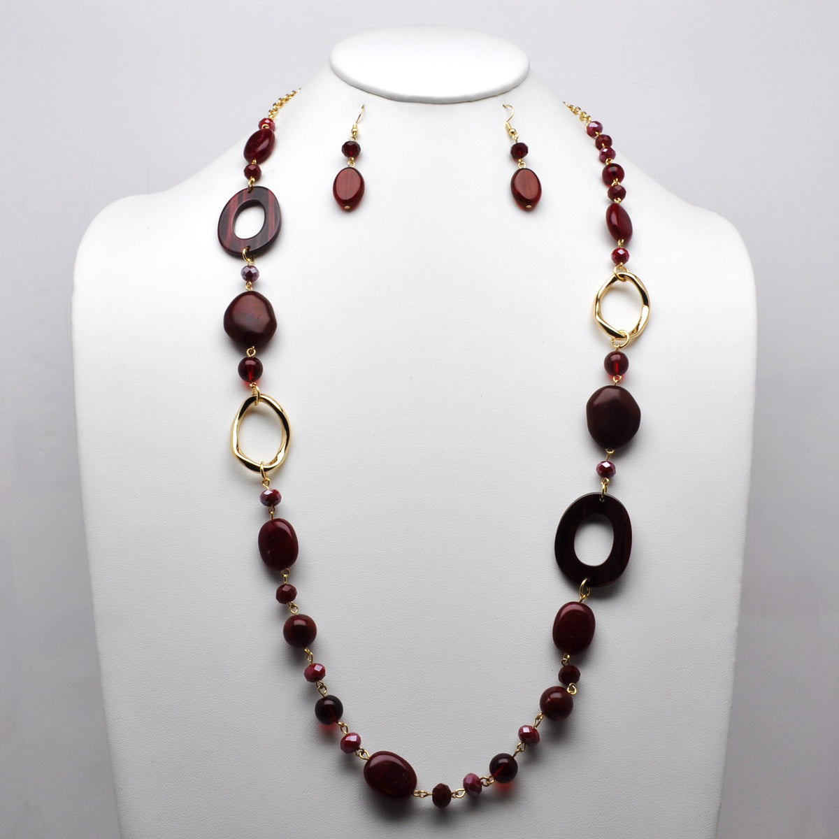 Mixed-Shape Geometric Link Station Necklace Set