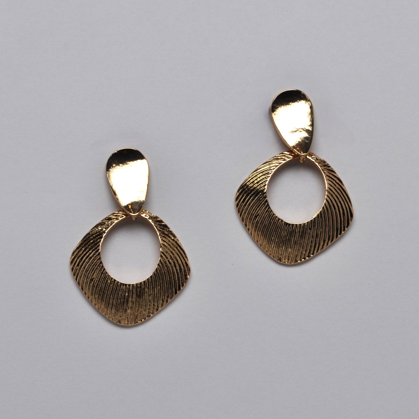 Fingerprint Textured Geometric Open Dangle Earrings