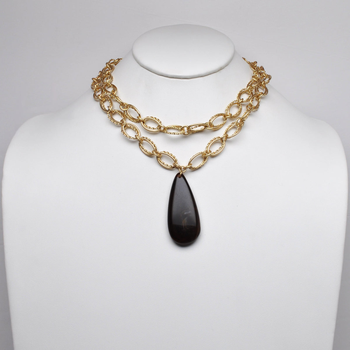 Teardrop Lucite Double Chain Layered Necklace