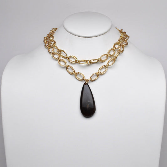 Teardrop Lucite Double Chain Layered Necklace