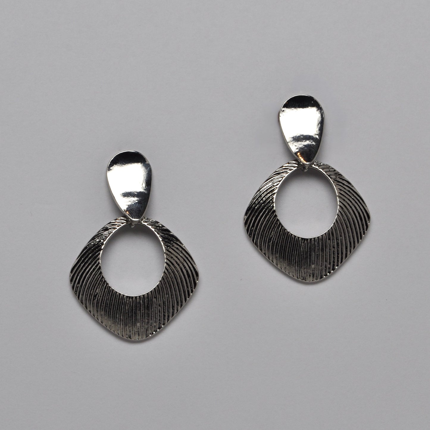 Fingerprint Textured Geometric Open Dangle Earrings