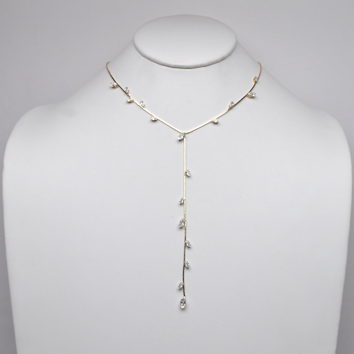 Leaves Teardrop Rhinestones Y-Design Necklace