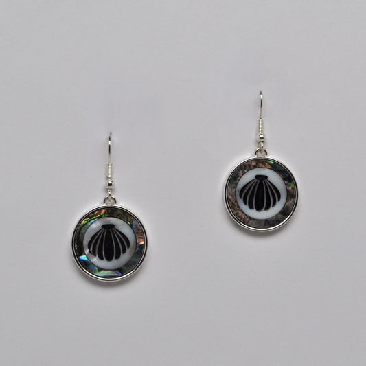 Seashell Abalone Circle Drop Earrings