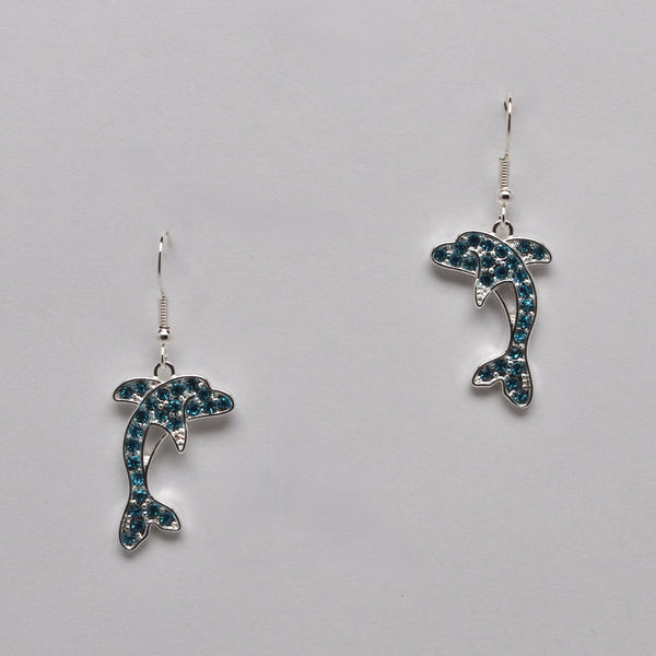 Dolphin Bling Nautical Earrings