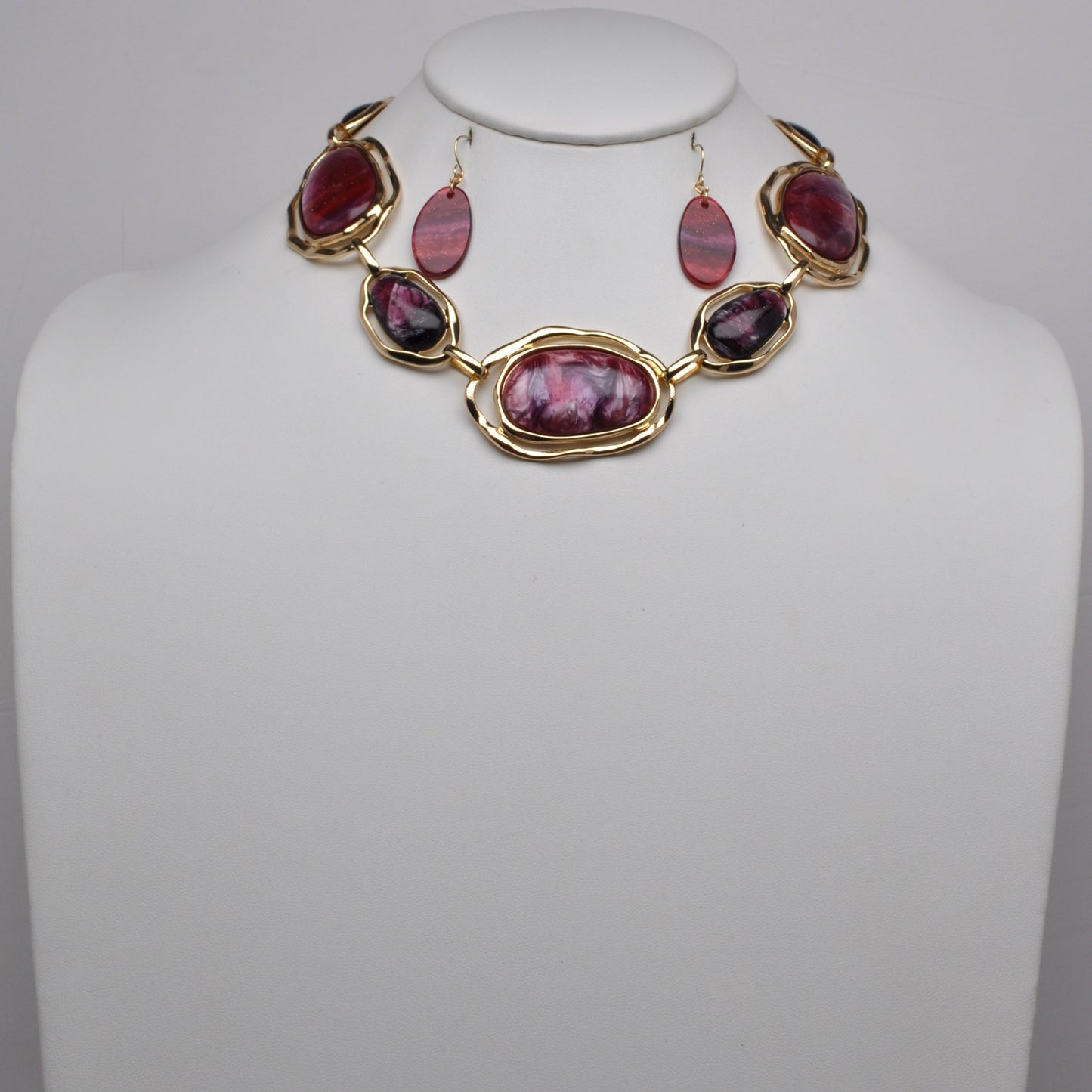 Chunky Stone Link Necklace Set