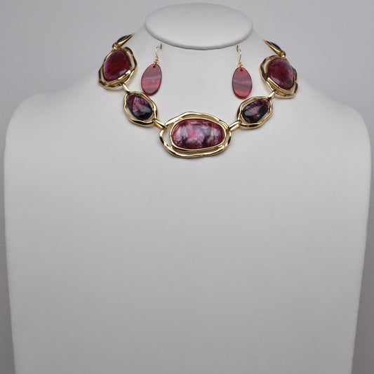 Chunky Stone Link Necklace Set