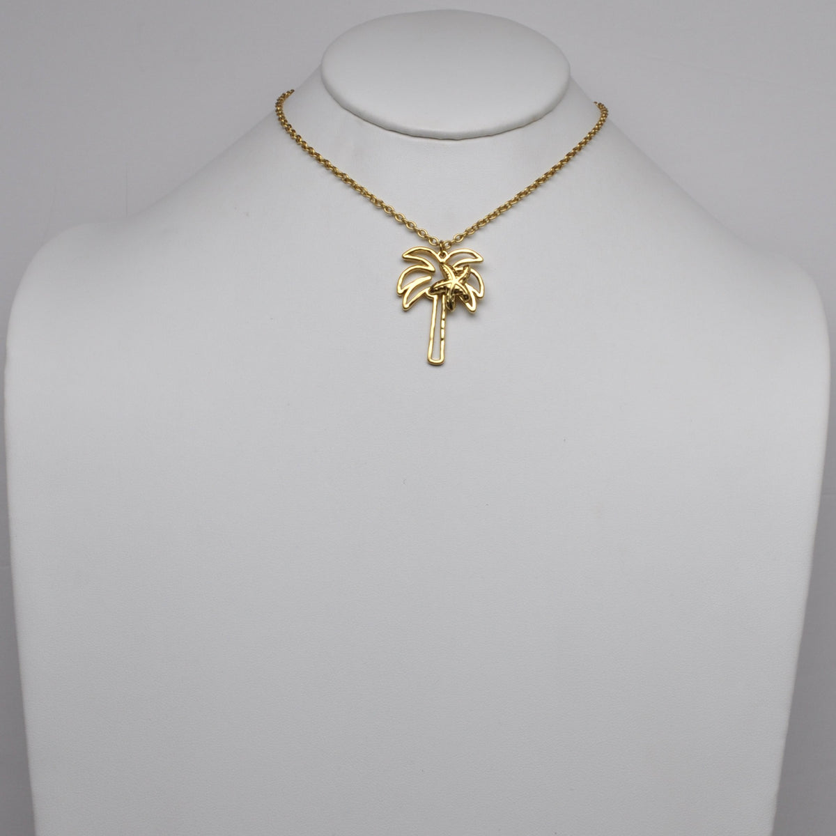 Stainless Steel Palm Tree Starfish Charm Necklace