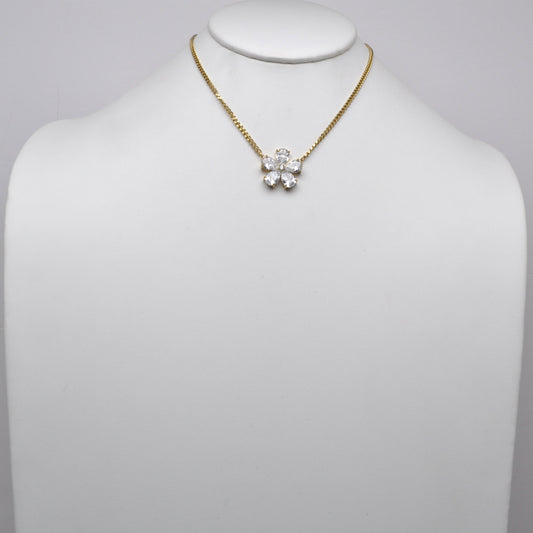 Stainless Steel Crystal Flower Necklace