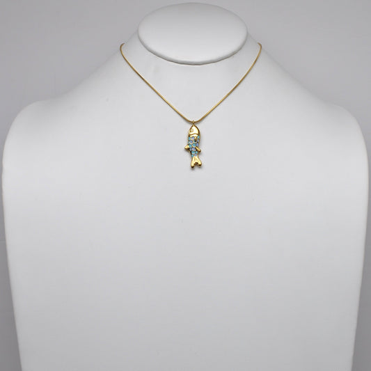 Stainless Steel Enamel Fish Pendant Snake Chain Necklace