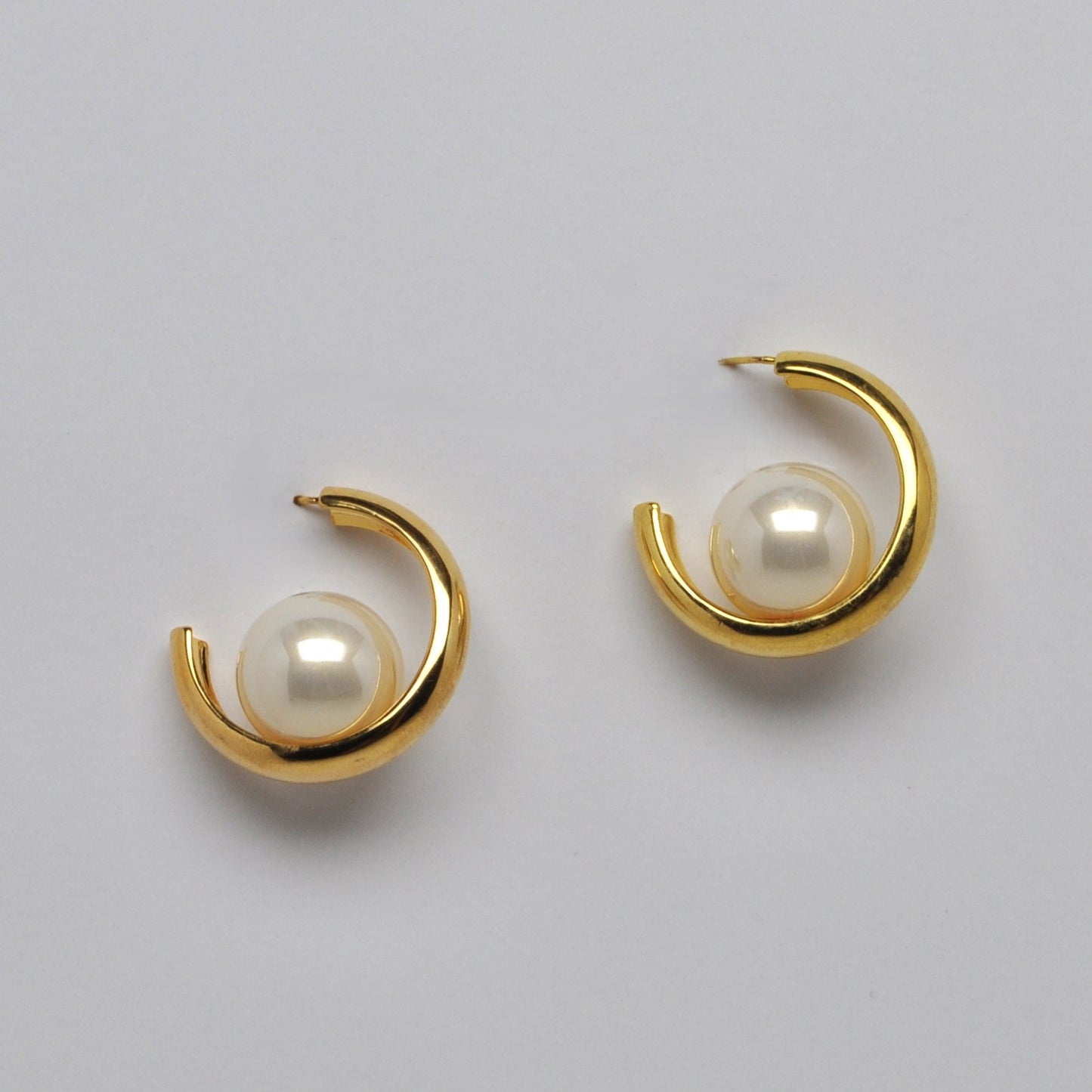 Pearl Floating Hoop Earrings