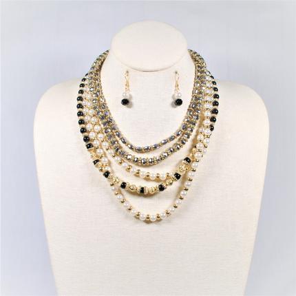 Multi Strand Pearl Beaded Necklace