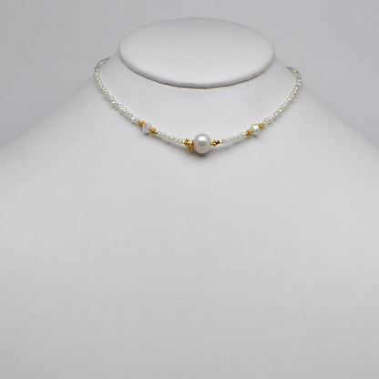 Thin Pearl Beaded Boho Necklace