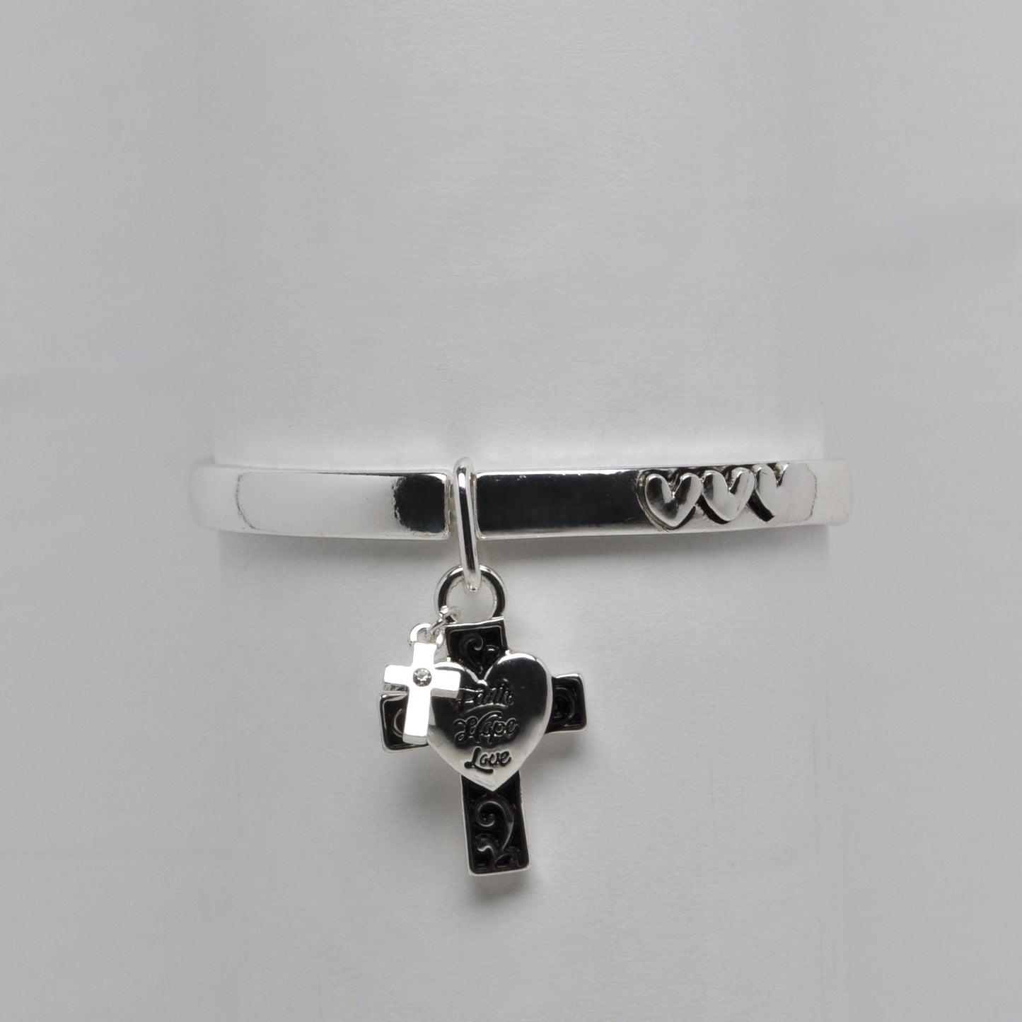 Heart w/Cross Charm Religious Bracelet
