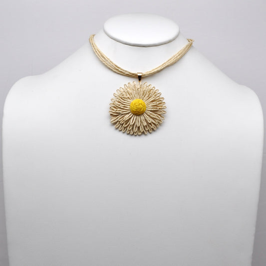 Twine Layered Cord Flower Pendant Necklace