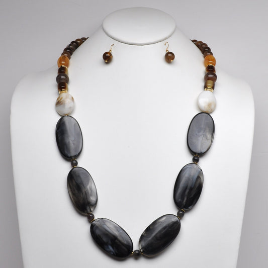 Pebble Lucite Beaded Statement Necklace