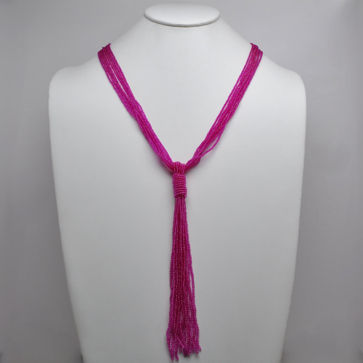 Seed Bead Multi-Strand Lariat Tassel Necklace