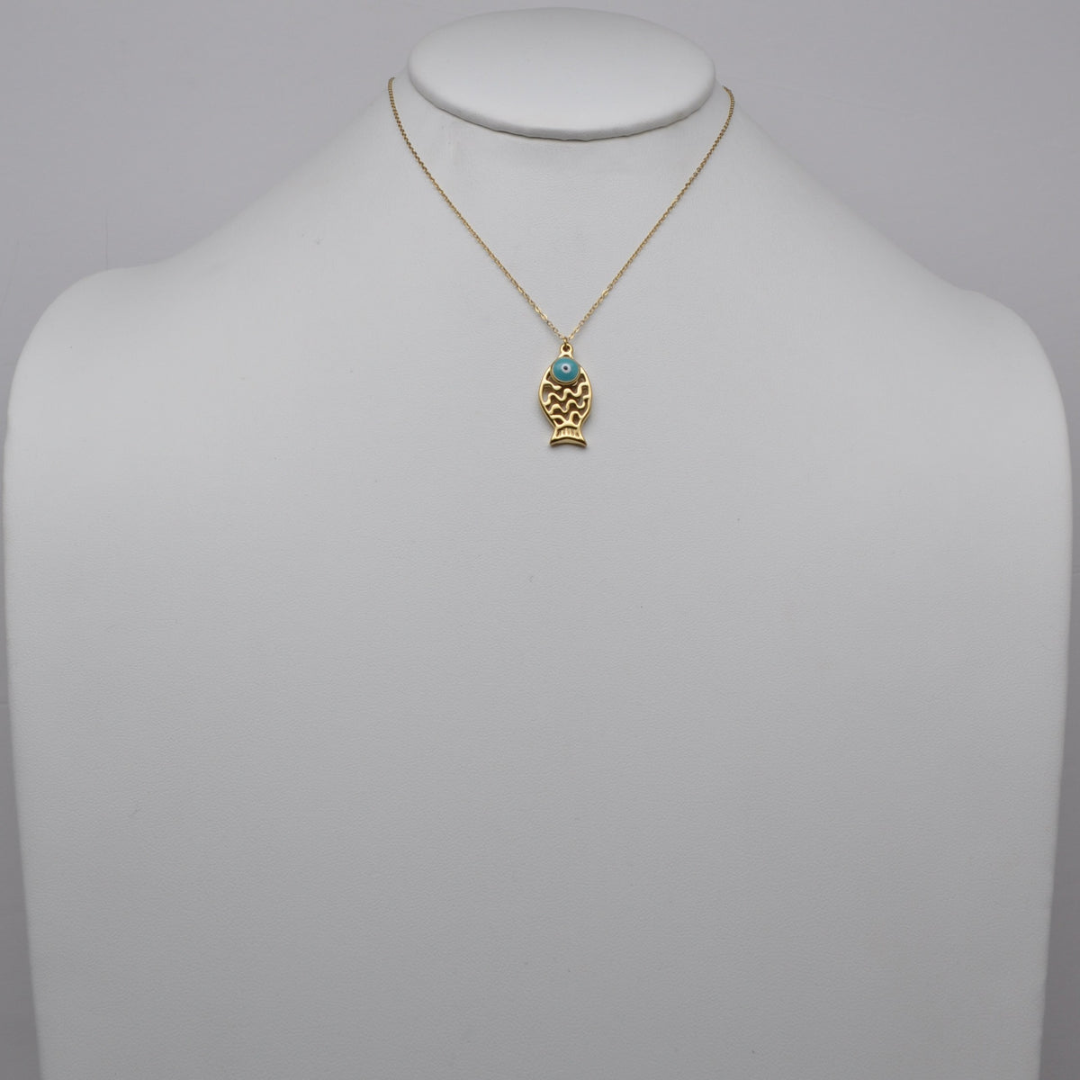 Stainless Steel Fish w/ "Evil Eye" Necklace