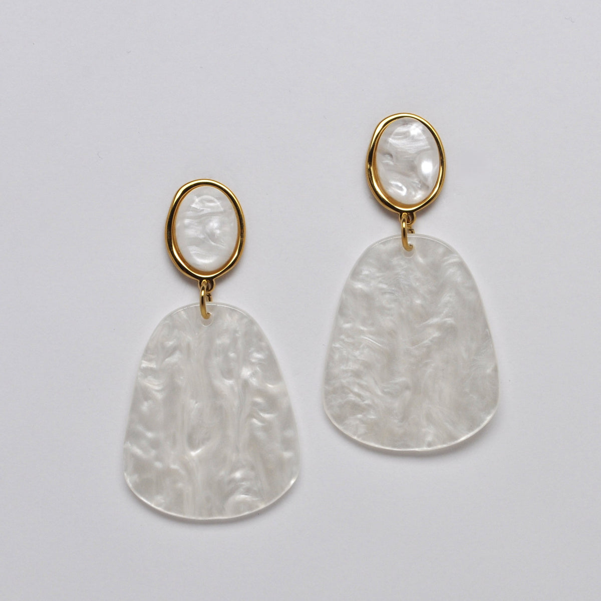 Lucite Marble Design Drop Earrings