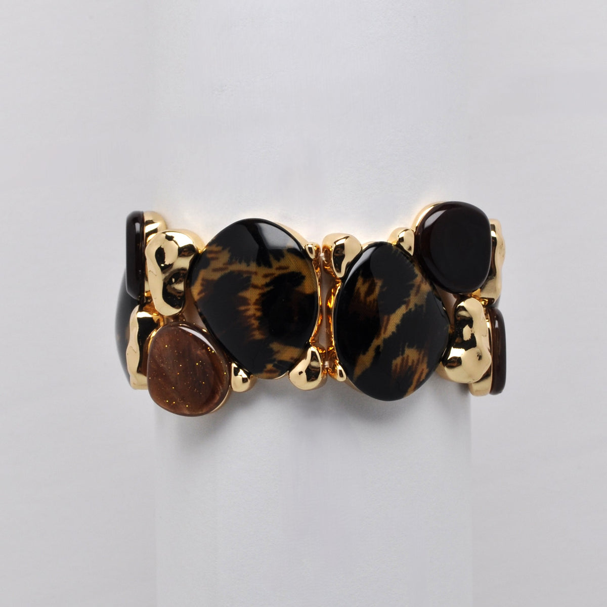 Leopard Lucite Pebble Style Bracelet