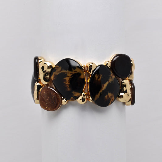 Leopard Lucite Pebble Style Bracelet