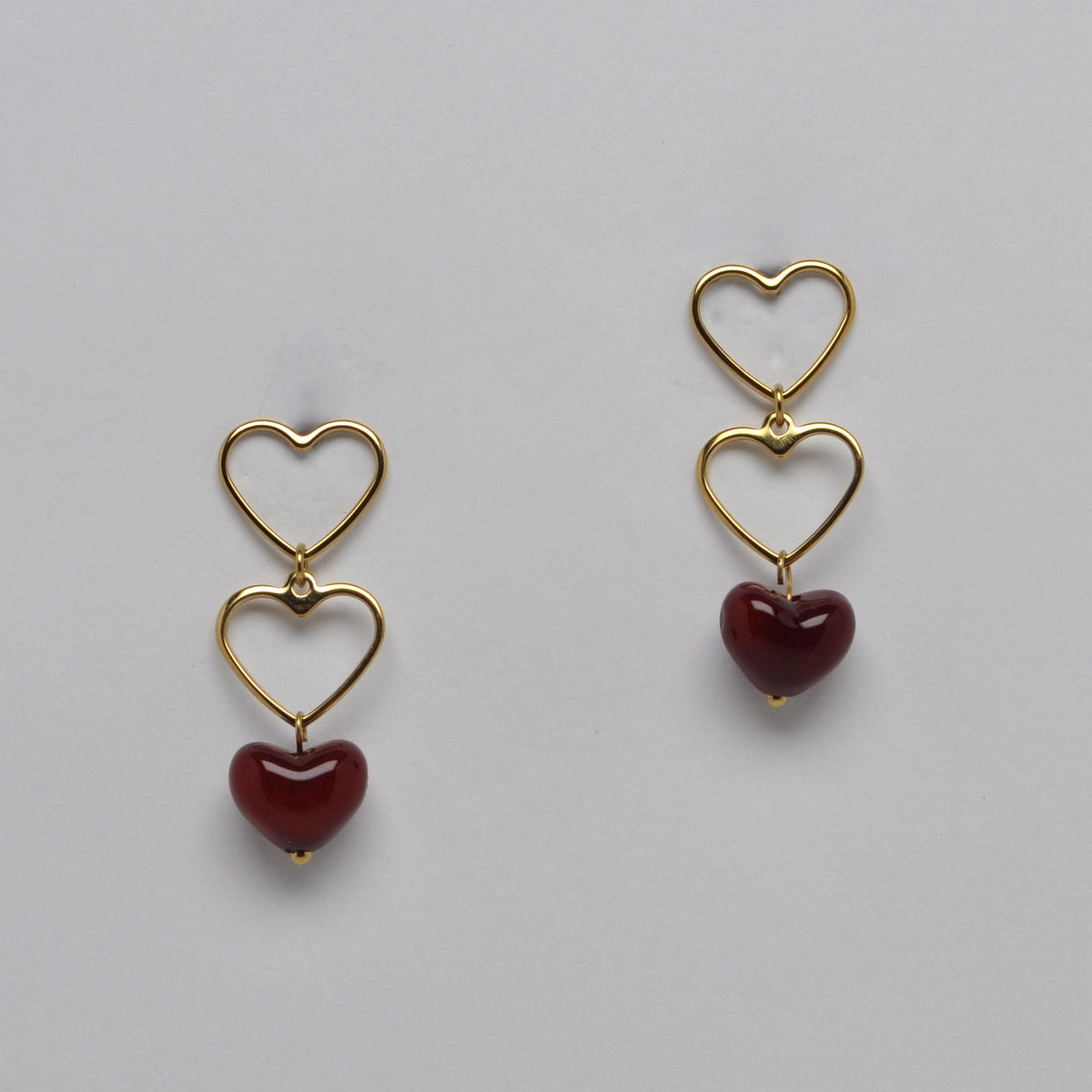 Tiered Heart Drop Earrings