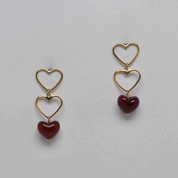 Tiered Heart Drop Earrings