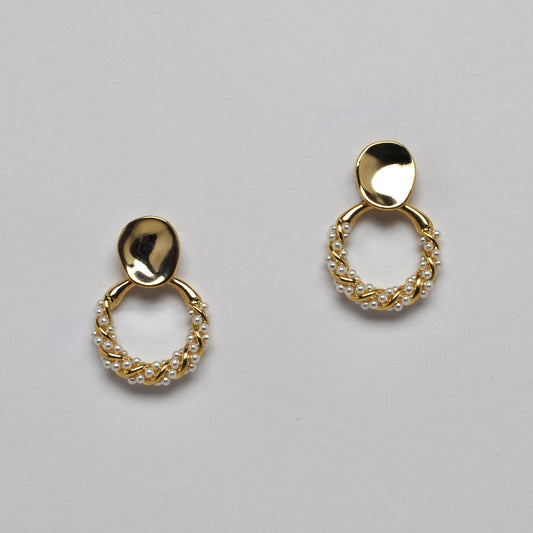 Pearl Twisted Hoop Drop Earrings