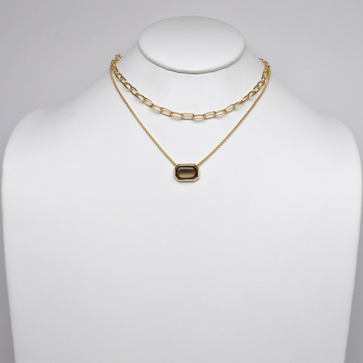 Layered w/Stone Pendant Necklace